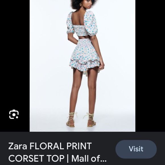 Zara FLORAL PRINT CORSET Crop TOP Blouse Size Medium New - Picture 8 of 8